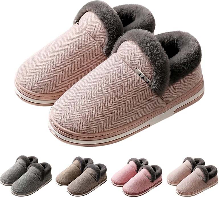 Varma innetofflor med halkfri sula Ljusrosa