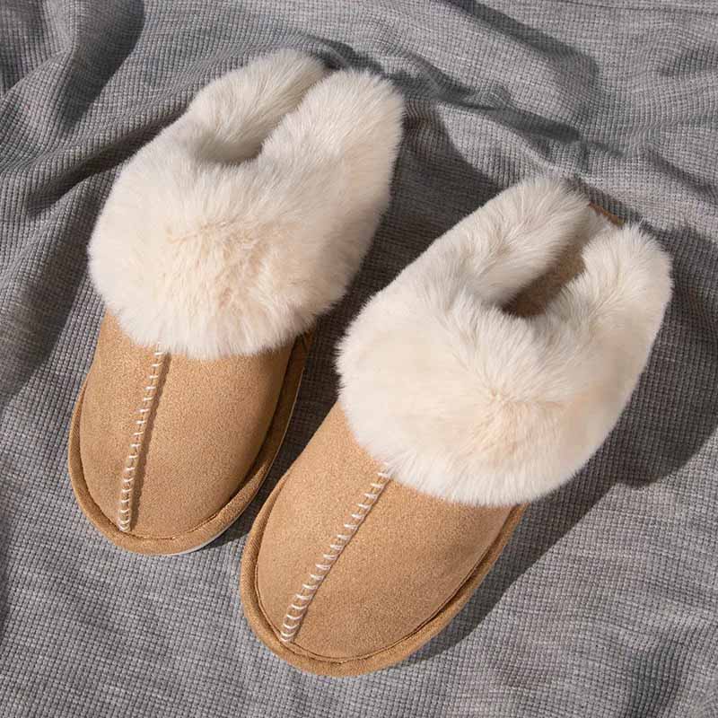 Varmfodrade tofflor med mjukt foder och halkfri sula
