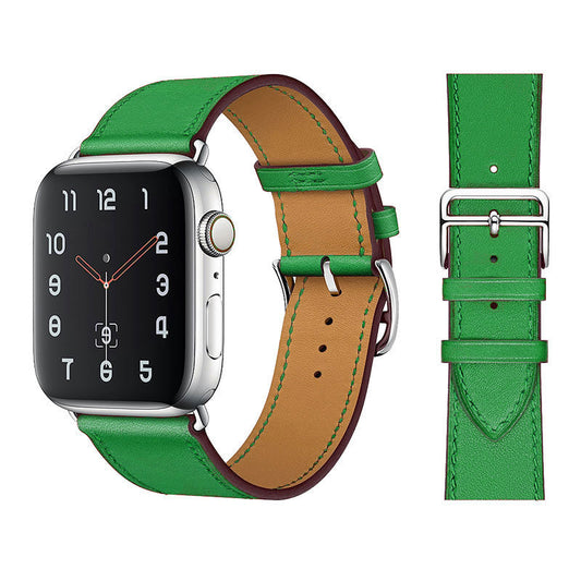 Apple Watch Armband - Leather Strap Grön