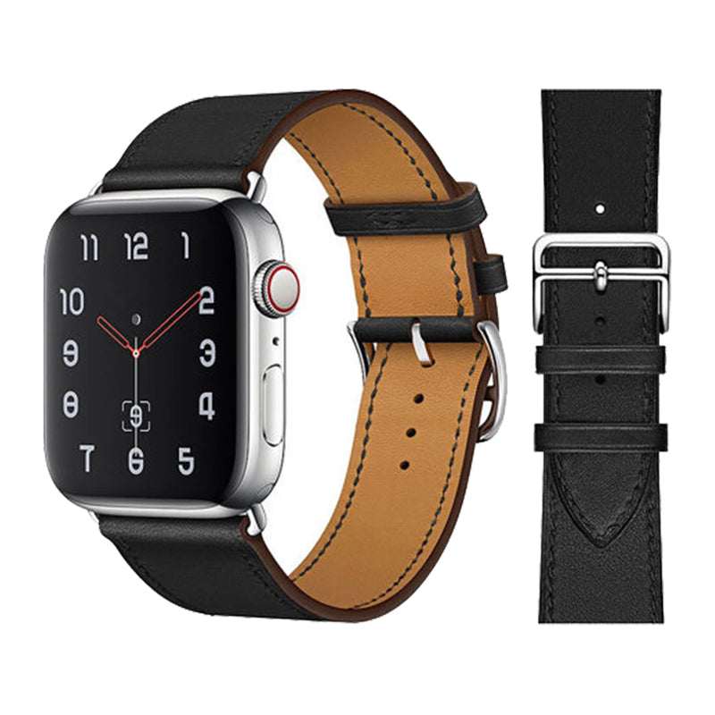 Apple Watch Armband - Leather Strap Svart