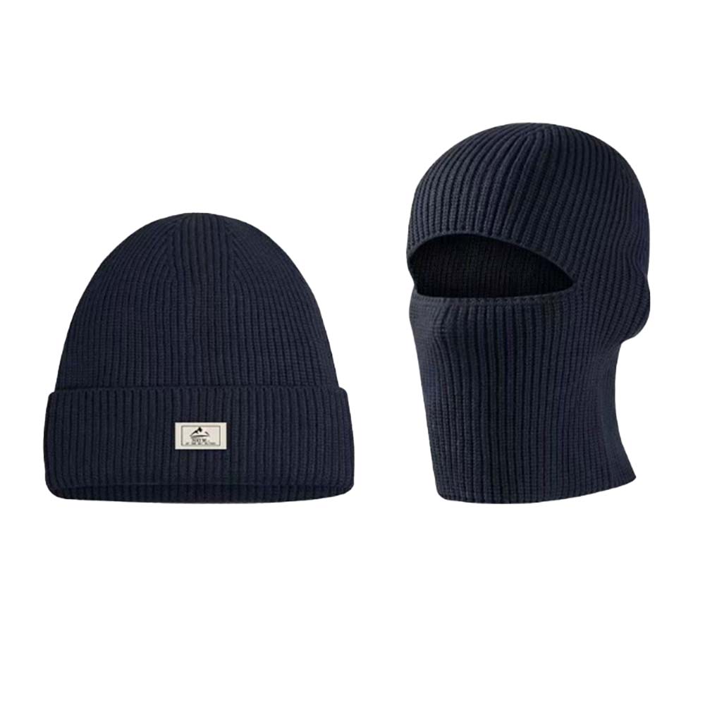Vintermössa & ansiktsmask 2-in-1 – värmande skydd utomhus Blå