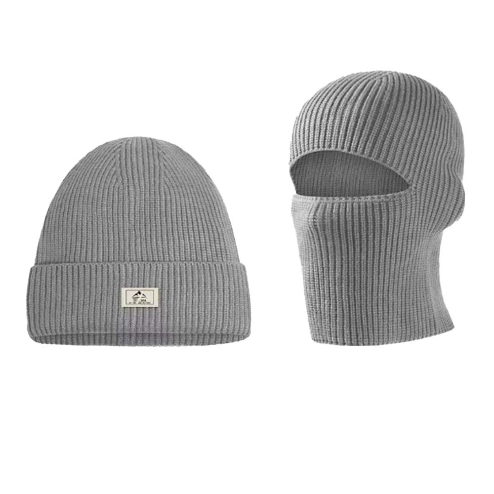 Vintermössa & ansiktsmask 2-in-1 – värmande skydd utomhus Grå