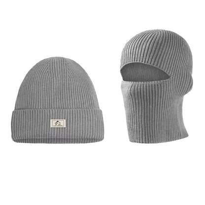 Vintermössa & ansiktsmask 2-in-1 – värmande skydd utomhus Grå
